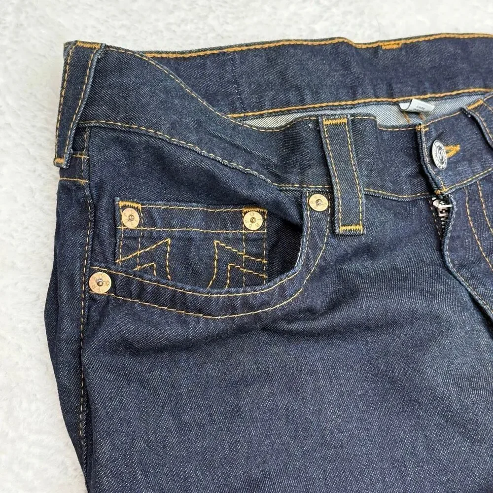 True Religion Dark Wash Ricky Relaxed Straight Jeans w/o Flap / No Flap // Men’s